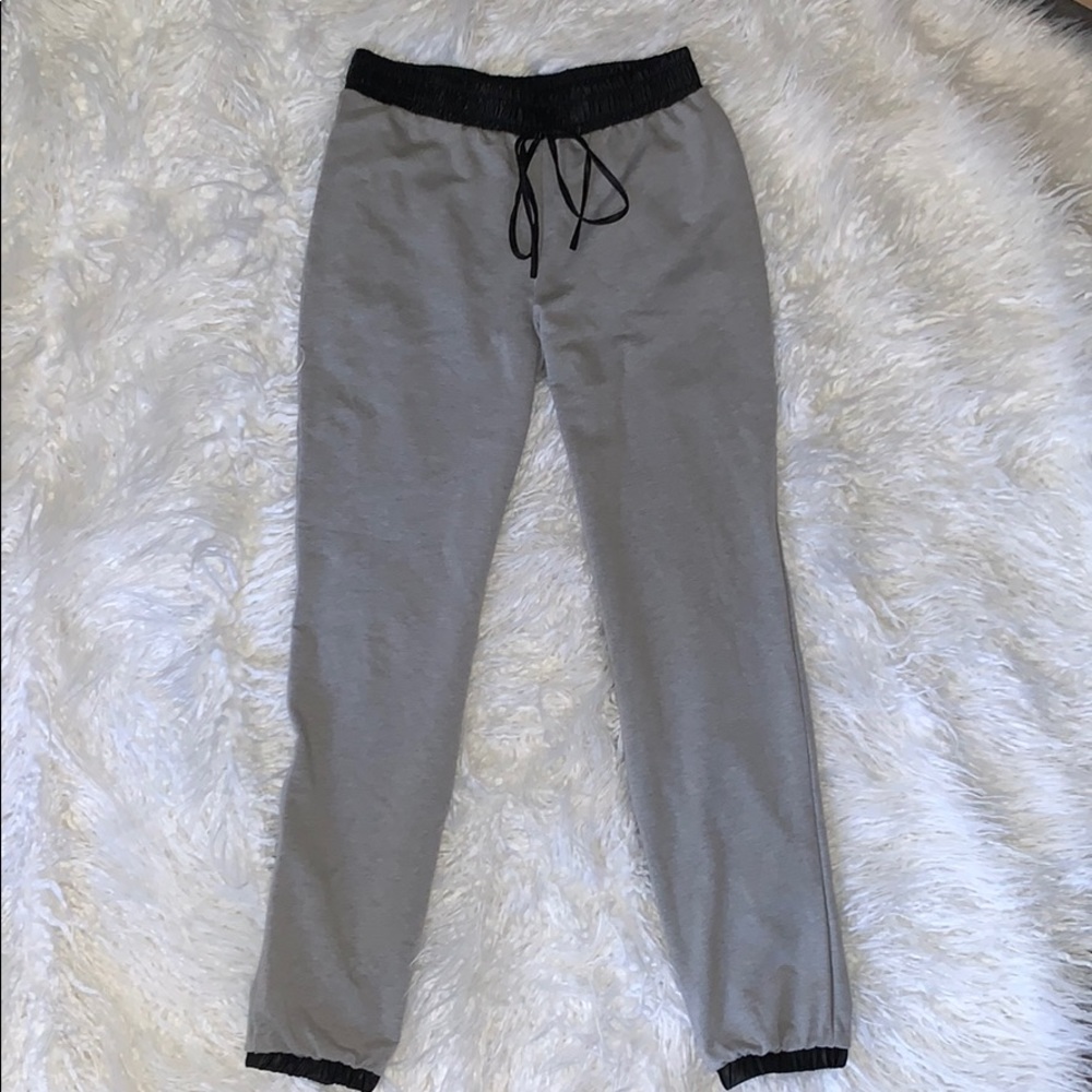 KTOO Gray & Faux Leather Joggers (M)